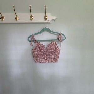 NWOT light pink floral crop top